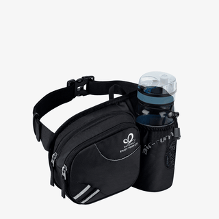 The Fanny Pack with One Water Bottle Holder for Dog Walking in black is perfect for dog walking and weighs just 172g, big enough to hold your iPhone and belongings