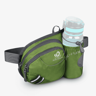 Olive Green Fanny Pack with One Water Bottle Holder for Dog Walking, weighing just 172g