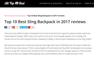 Waterfly wins Top 10 Best Sling Backpacks 2017!