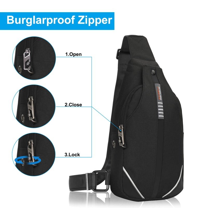Waterfly Sling Crossbody Chest Bag: Grey Slim Anti-theft Cross Body Bag  Over Shoulder Backpack Stealth Side Pack Man Woman