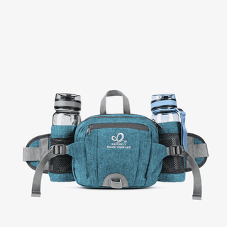 Fanny Pack in Peacock Blue with Two Sturdy Bottle Holders For Dog Walking