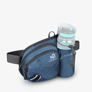 Light Blue Fanny Pack with One Water Bottle Holder for Dog Walking