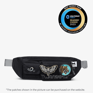 Use the Party Cat on the Waterfly Lightweight Fanny Pack in black