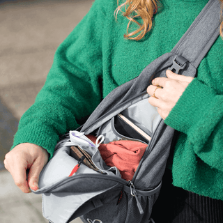 Dark Gray Sling Pack keeps your valuables safe