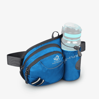 The Blue Fanny Pack with One Water Bottle Holder for Dog Walking is perfect for dog walking and weighs just 172g, big enough to hold your iPhone and belongings