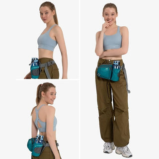 Lake Green Fanny Pack with One Water Bottle Holder for Dog Walking