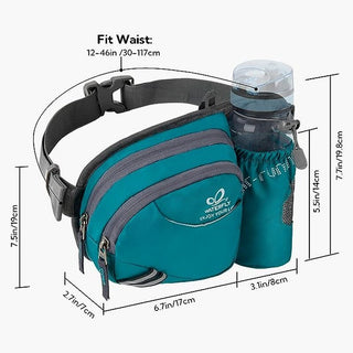 Lake Green Fanny Pack with One Water Bottle Holder for Dog Walking