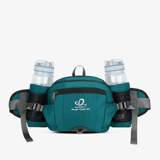 Dark Green Fanny Pack with Two Sturdy Bottle Holders For Dog Walking