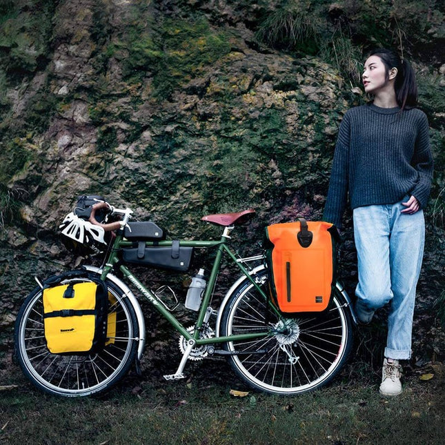 25L Water Resistant Bike Rear Seat Bag for Cycling, Waterproof, safe, and versatile with lots of compartments and expandable capacity