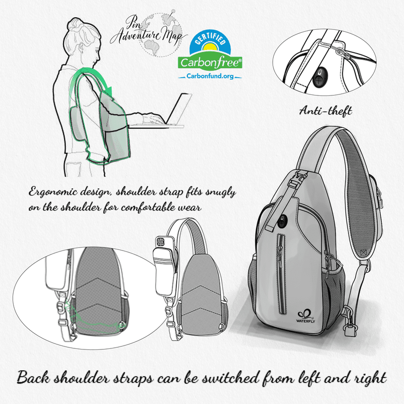 WATERFLY Sling bag with shoulder strap pouch water resistant