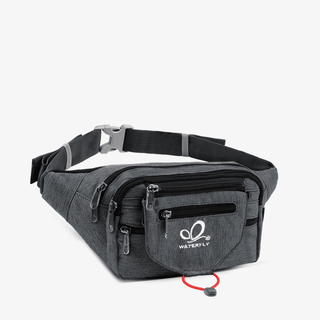 The light gray Fanny Pack with Multiple Zippered Pockets has multiple zippered pockets and is also more durable and scratch-resistant