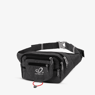 The gray Fanny Pack with Multiple Zippered Pockets has multiple zippered pockets and is also more durable and scratch-resistant