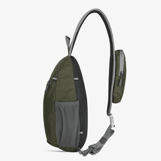 This is an army green Lightweight Crossbody Sling Pack. The main bag has a total volume of 7L, which is enough to accommodate your belongings
