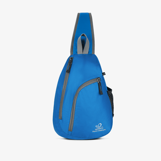 This blue Lightweight Crossbody Sling Pack has padded padded shoulder straps for comfortable carrying