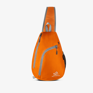 This orange Lightweight Crossbody Sling Pack is waterproof, durable and made of high quality nylon material